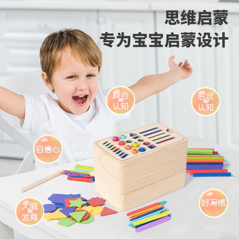 Children'S Puzzle Color Wooden Stick Shape Multi-Functional Classification Box Children 2-6 Years Old Early Education Toys - Image 3